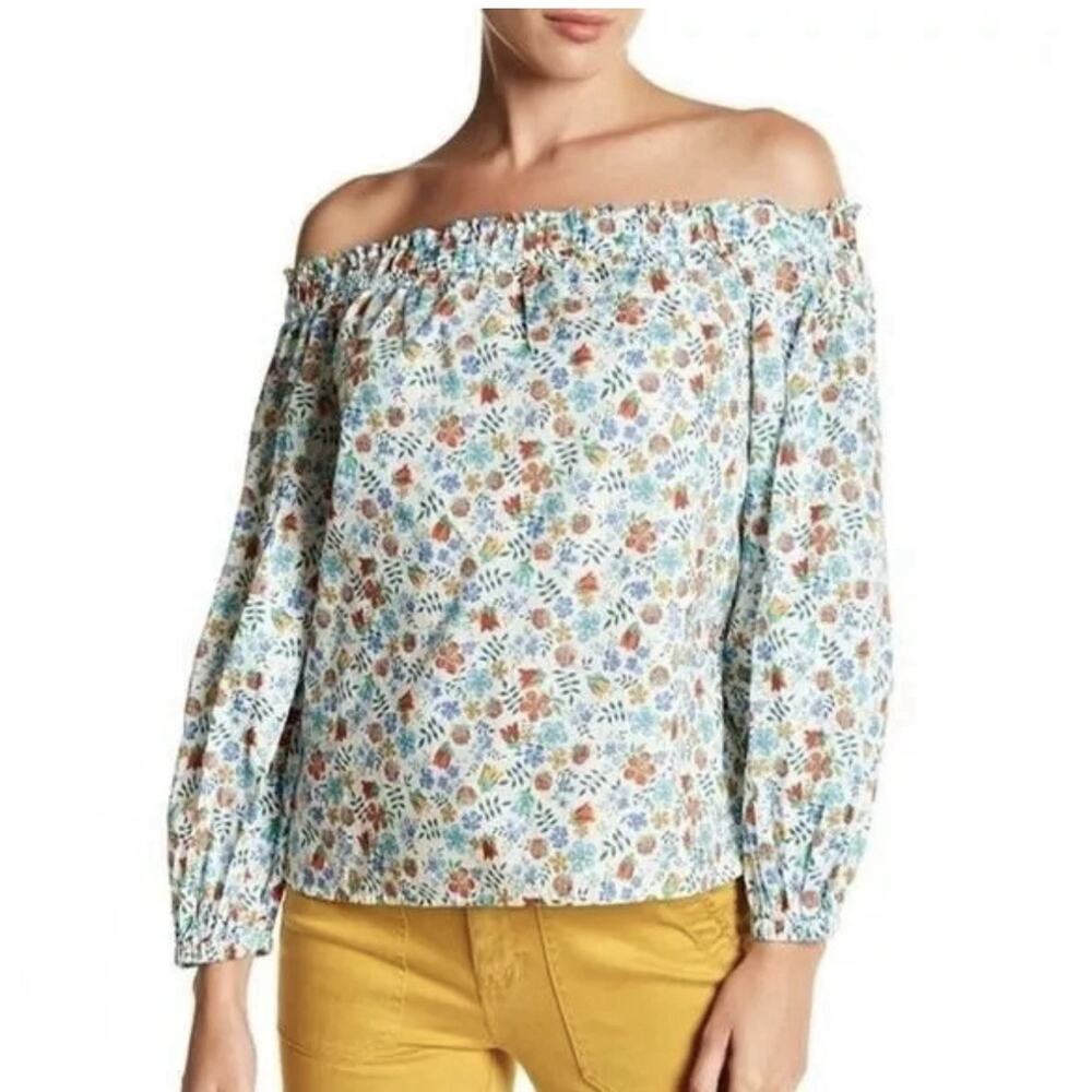 Liberty for J Crew Floral Off‎ Shoulder Blouse 00 Cottage Feminine Spring Summer